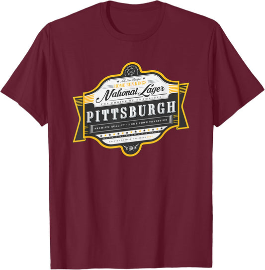 Vintage Pittsburgh Beer Label - Yinzer Pride T-Shirt - T-Shirt | Maroon
