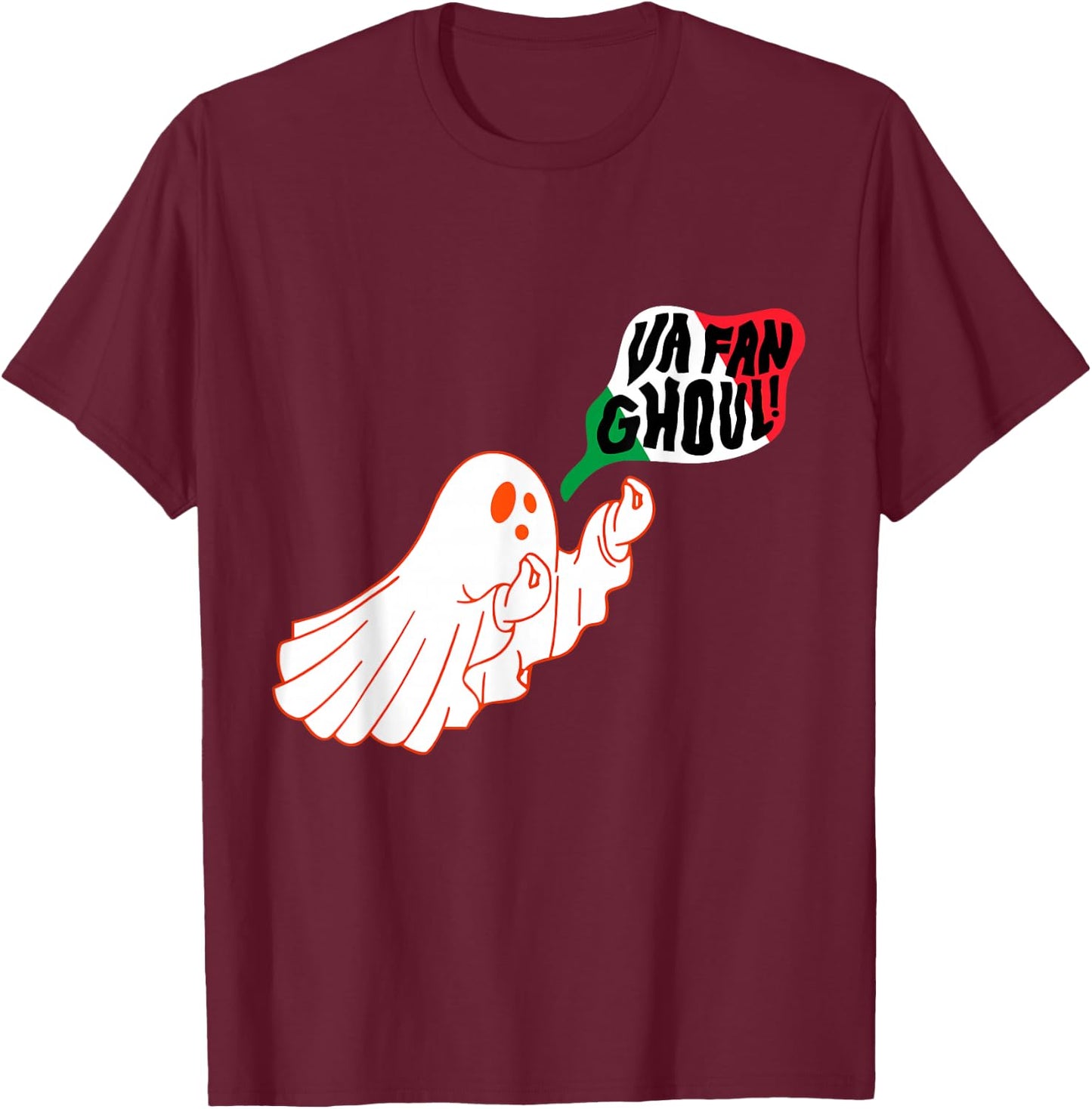 Va Fan Ghoul Italian Halloween Ghost T-Shirt - T-Shirt | Maroon