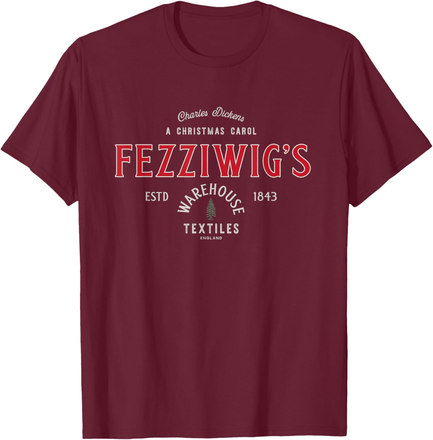 Christmas Carol, Fezzigigg's, Scrooge & Marley, Holiday T-Shirt - T-Shirt | Maroon
