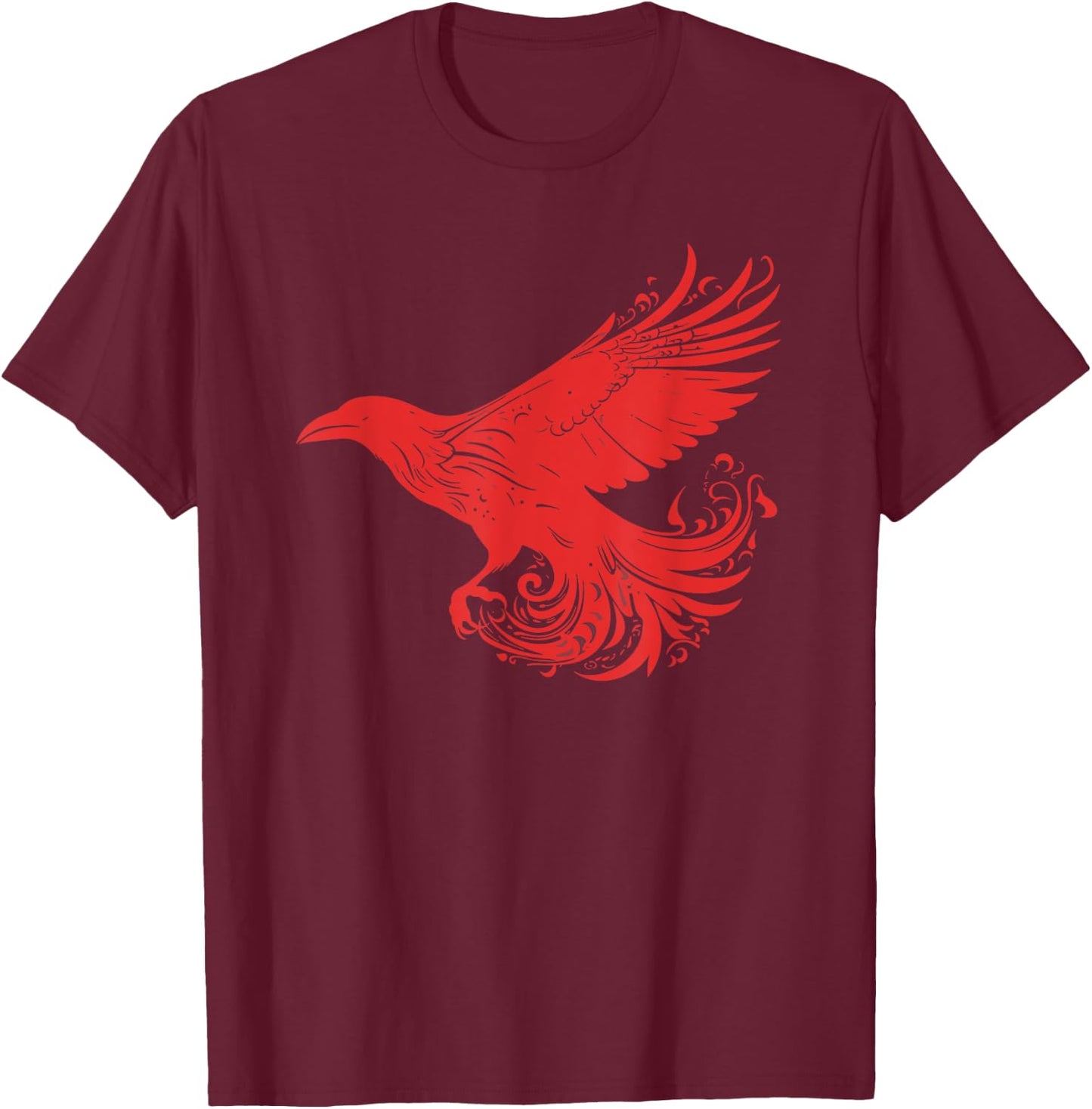 Crow Red Raven Norse Mythology Viking Vikings lover T-Shirt - T-Shirt | Maroon