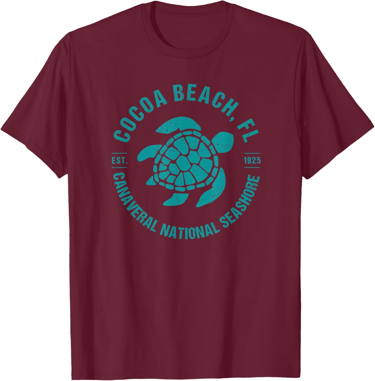Cocoa Beach Florida Sea Turtle Canaveral National Seashore T-Shirt - T-Shirt | Maroon
