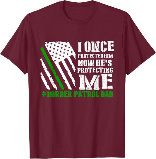 Border Patrol Agent Border Patrol Agent US Flag Fathers Day T-Shirt - T-Shirt | Maroon