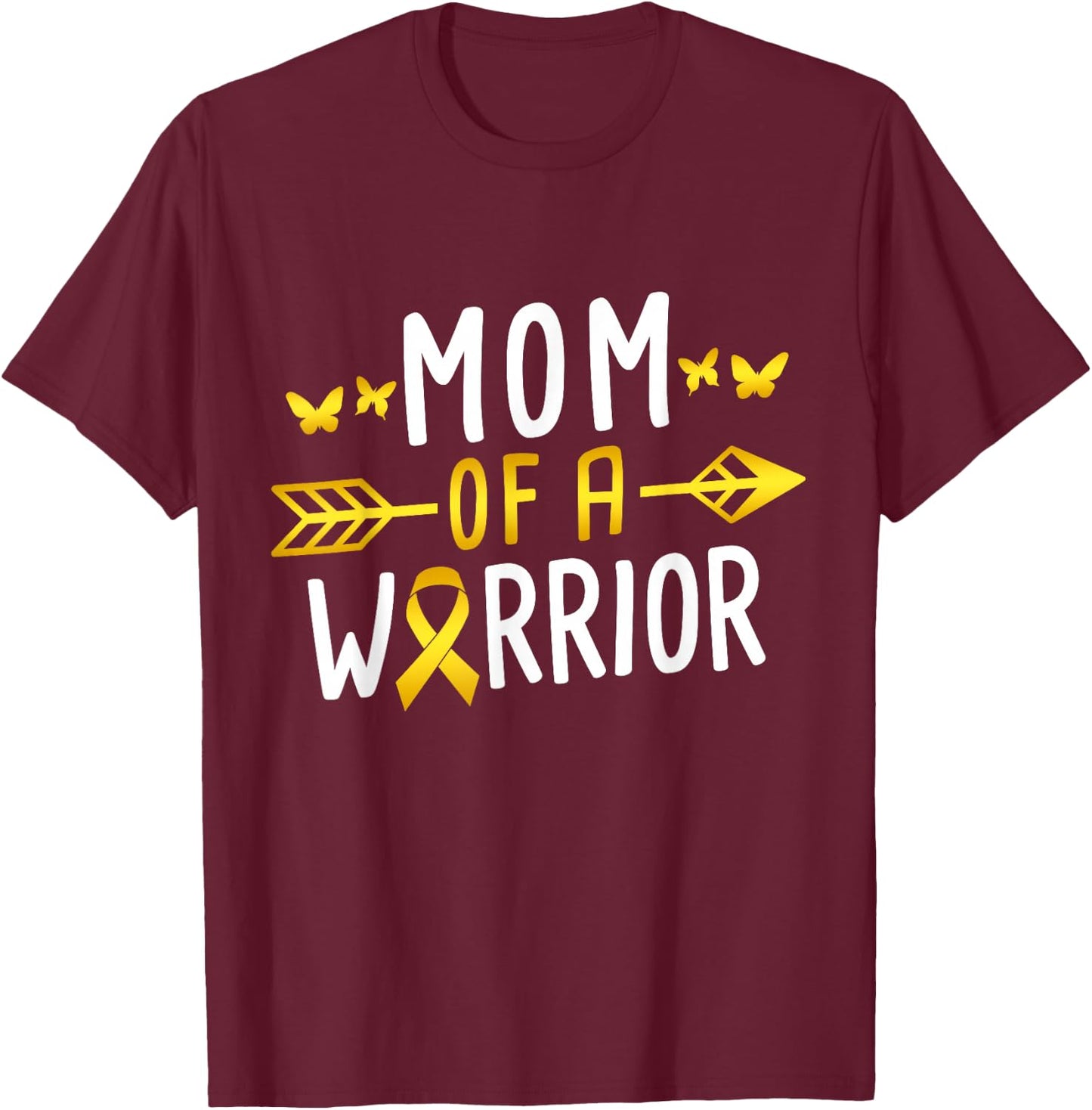 Mom Of A Warrior - Childhood Cancer Awareness T-Shirt - T-Shirt | Maroon