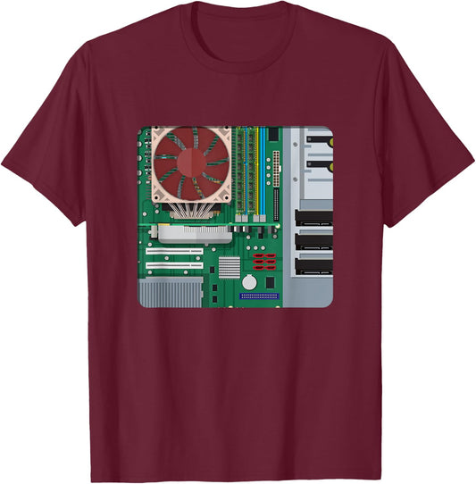 Computer Repair Technicians PC Fans Motherboard Inside Case T-Shirt - T-Shirt | Maroon