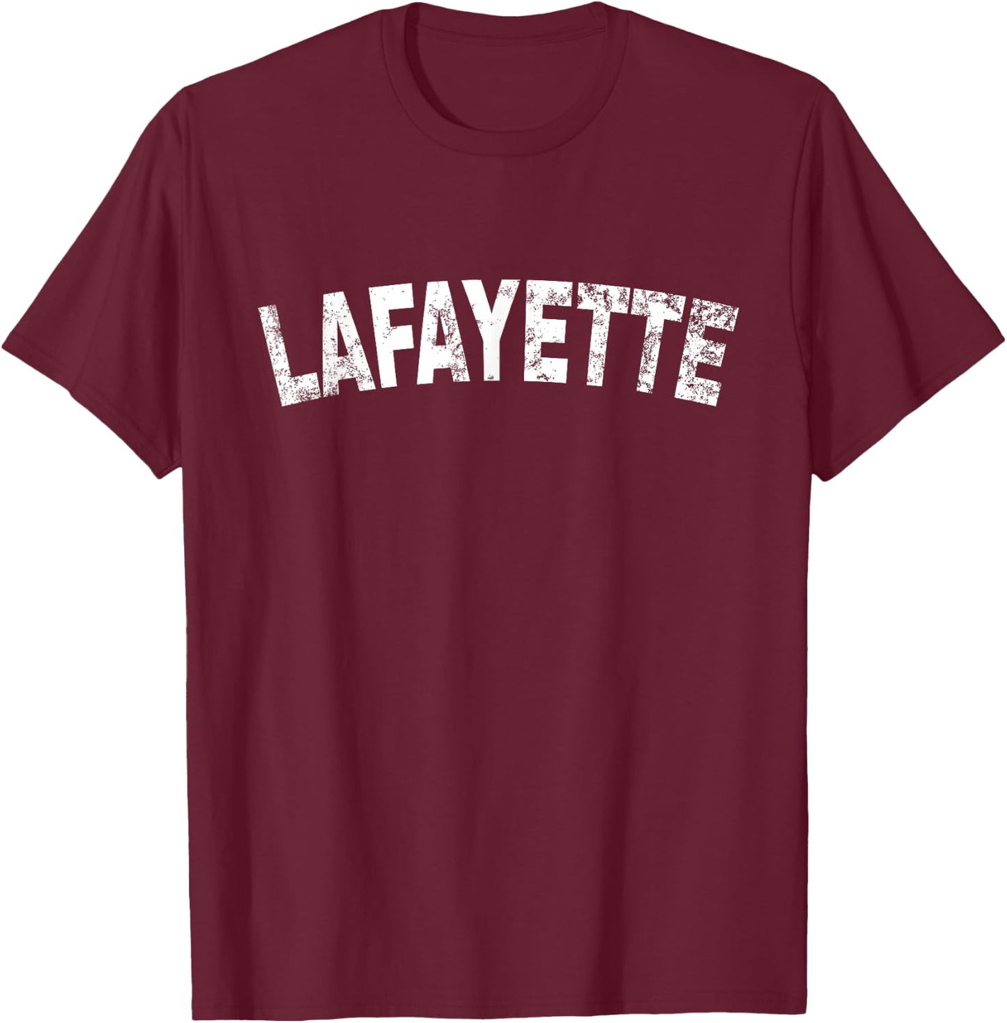 Vintage Lafayette White Text Apparel T-Shirt - T-Shirt | Maroon