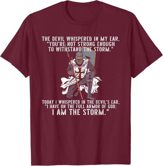 The Devil Whispered In My Ear Templar Warrior Faith Jesus T-Shirt - T-Shirt | Maroon