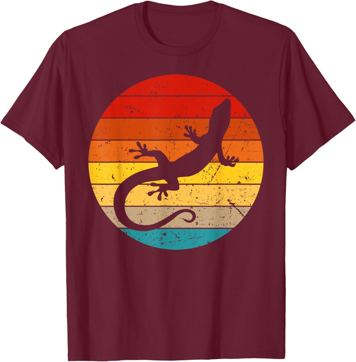 Cool Lizard Women Boy Vintage Crested Leopard Gecko T-Shirt - T-Shirt | Maroon