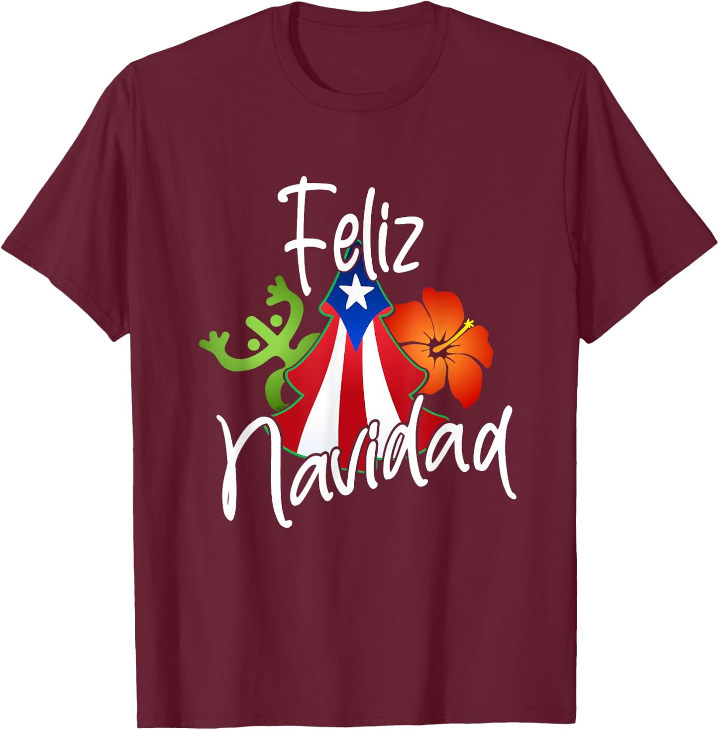 Puerto Rico Flag Christmas Sweater Feliz Navidad Boricua T-Shirt - T-Shirt | Maroon