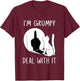 Funny Cat Shadow I'm Grumpy Deal With It T-Shirt - T-Shirt | Maroon