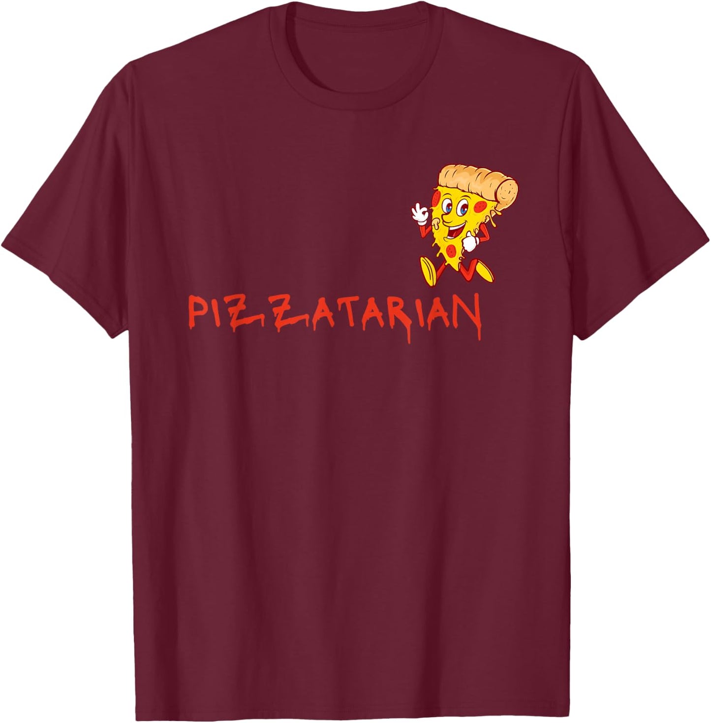 Pizza, Cartoon, Funny design for Pizza Lovers - Pizzatarian T-Shirt - T-Shirt | Maroon