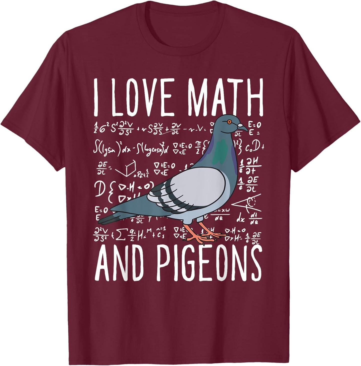 I Love Math And Pigeons Breeder Birding School Kids T-Shirt - T-Shirt | Maroon