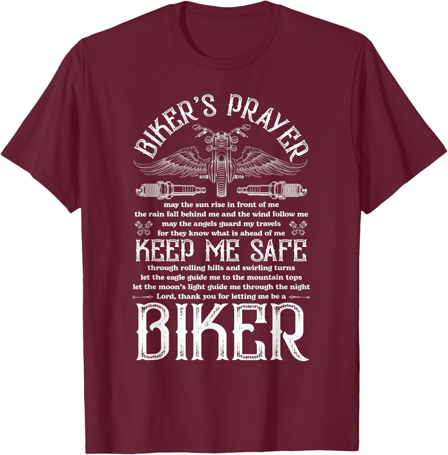 Biker's Prayer Funny Biker T-Shirt - T-Shirt | Maroon