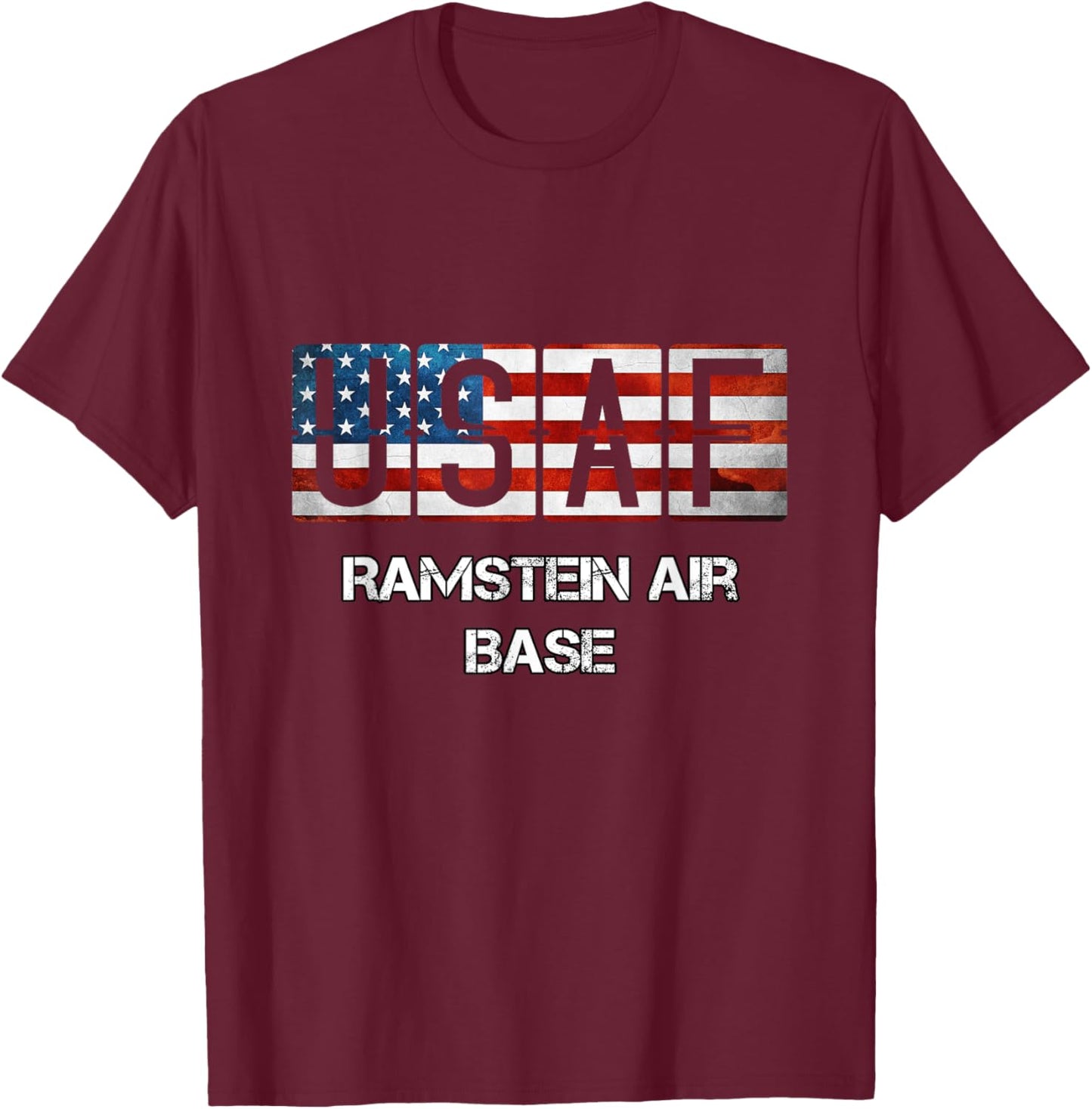 Ramstein Air Base US Flag T-Shirt - T-Shirt | Maroon