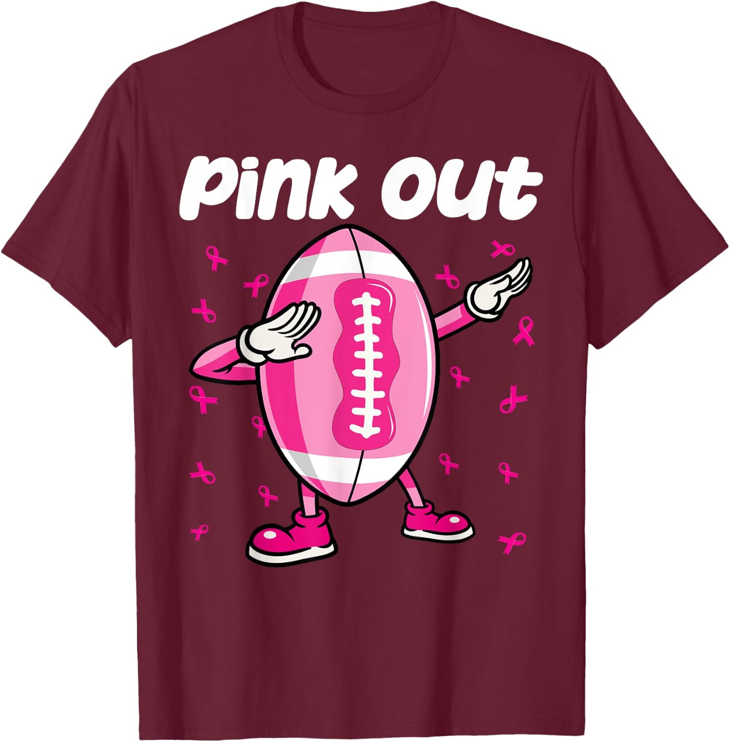 Pink Out Breast Cancer Awareness Survivor Dab Football Kids T-Shirt - T-Shirt | Maroon