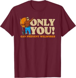 Only You Can Prevent Wildfires New Smokey Bear T-Shirt - T-Shirt | Maroon