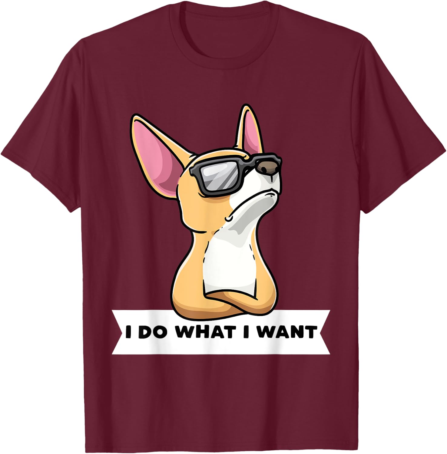 Stubborn Chiweenie Dog With Sunglasses Women Kids T-Shirt - T-Shirt | Maroon