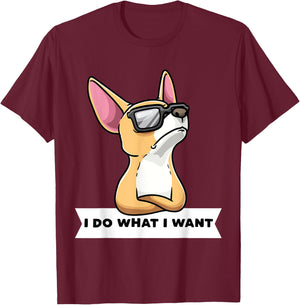 Stubborn Chiweenie Dog With Sunglasses Women Kids T-Shirt - T-Shirt | Maroon