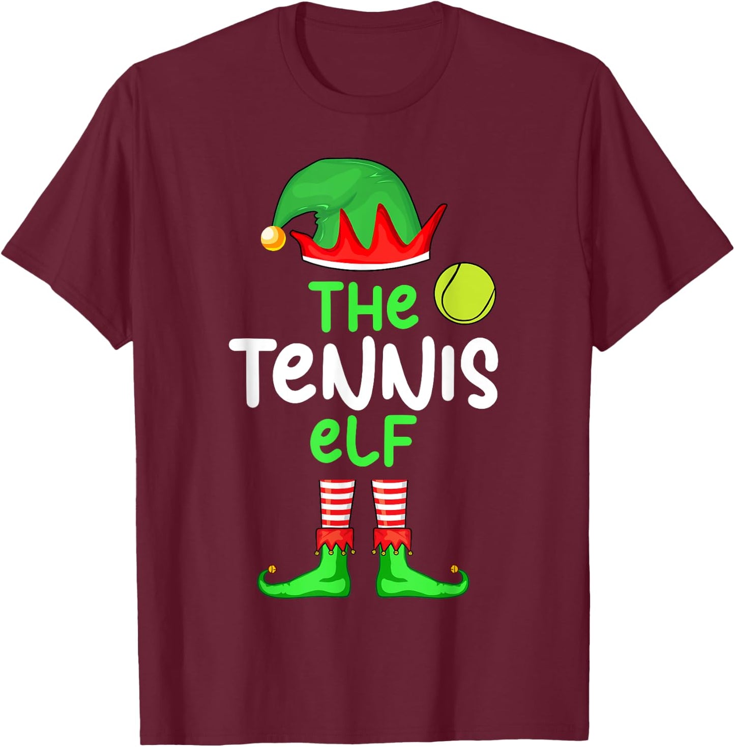 I'm The Tennis Elf Christmas Family Matching Pajama T-Shirt - T-Shirt | Maroon