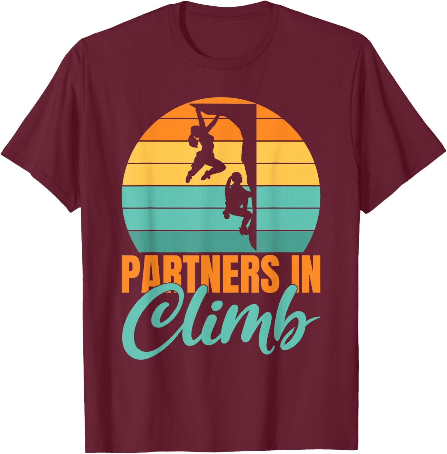 Partners in Climb Couple Relationship Tree Rock Climber T-Shirt - T-Shirt | Maroon