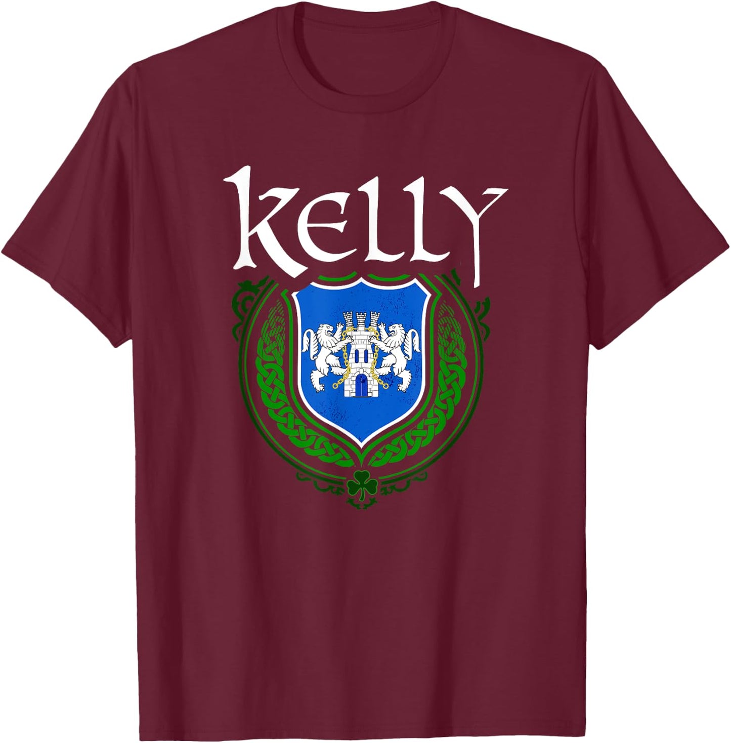 Kelly Surname Irish Clan Tartan Badge Ireland T-Shirt - T-Shirt | Maroon