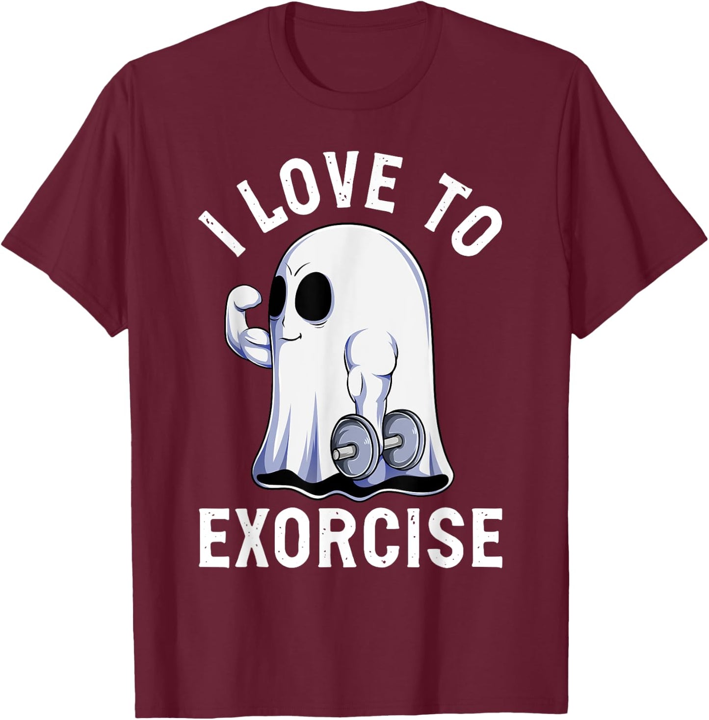 Ghost Funny Gym Workout Bodybuilding Humor Spooky Halloween T-Shirt - T-Shirt | Maroon