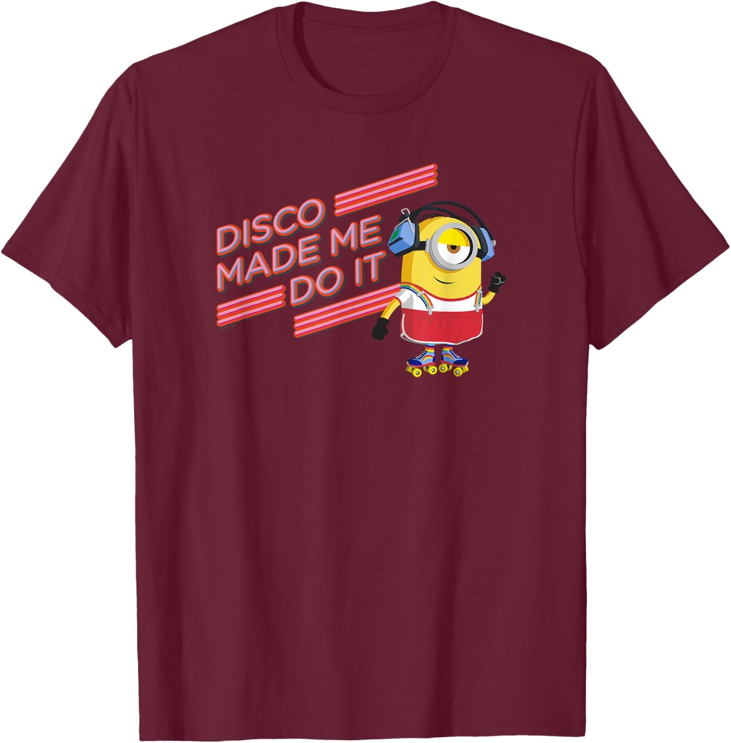 Minions Stuart Roller Skating Disco Made Me Do It T-Shirt - T-Shirt | Maroon
