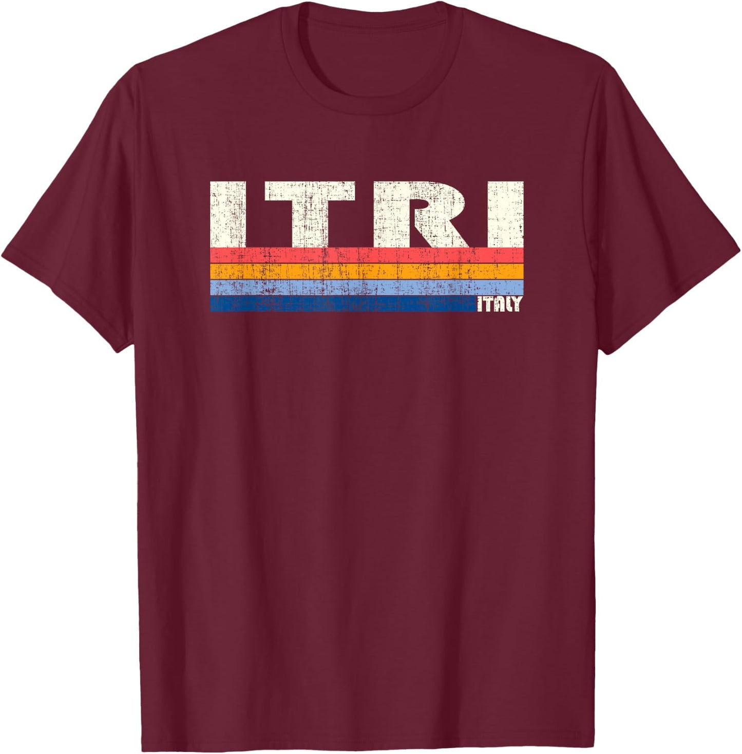 Itri, Italy Retro 70s 80s Style T-Shirt - T-Shirt | Maroon