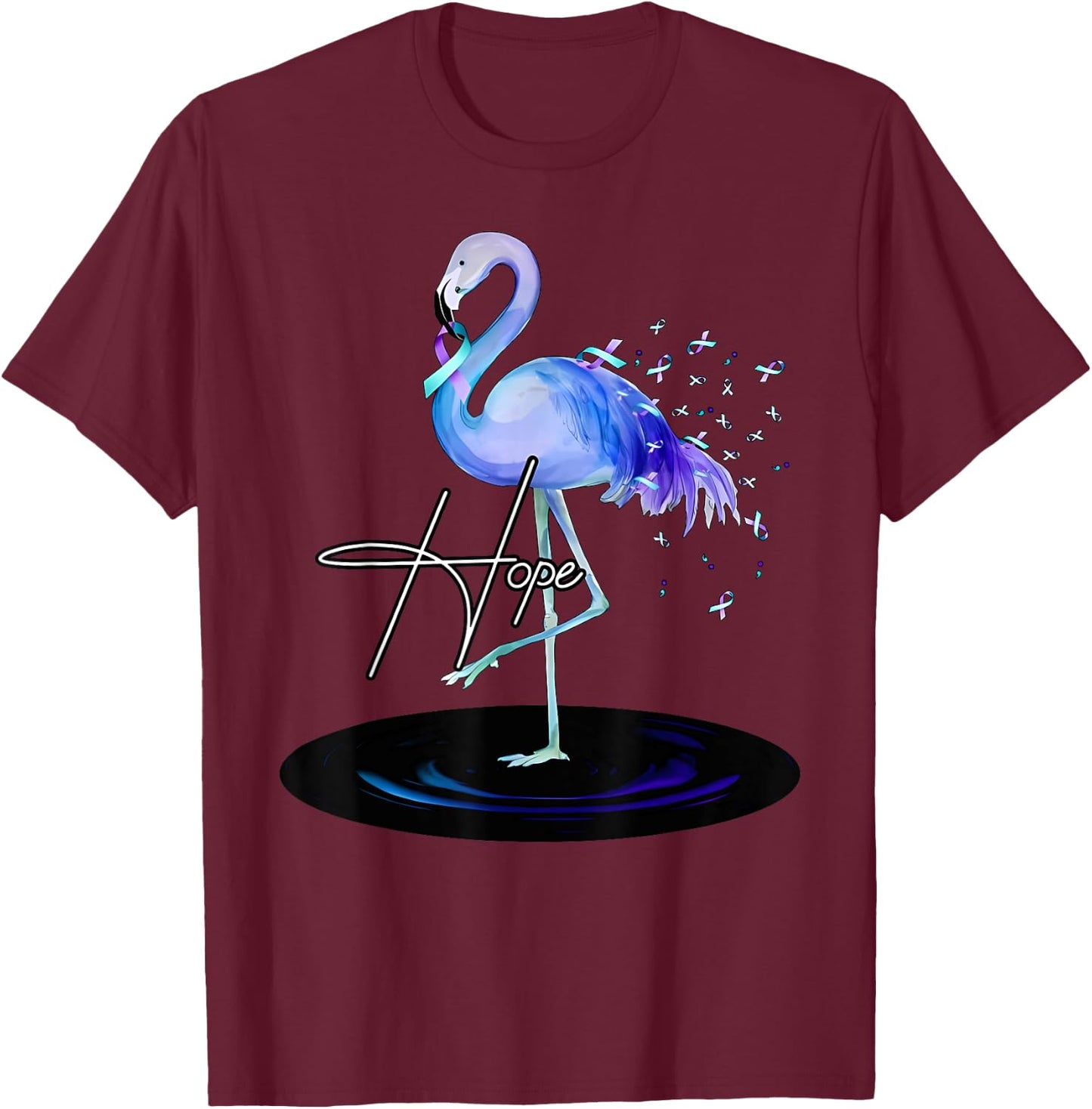 Hope With Flamingo Suicide Prevention Awareness T-Shirt - T-Shirt | Maroon