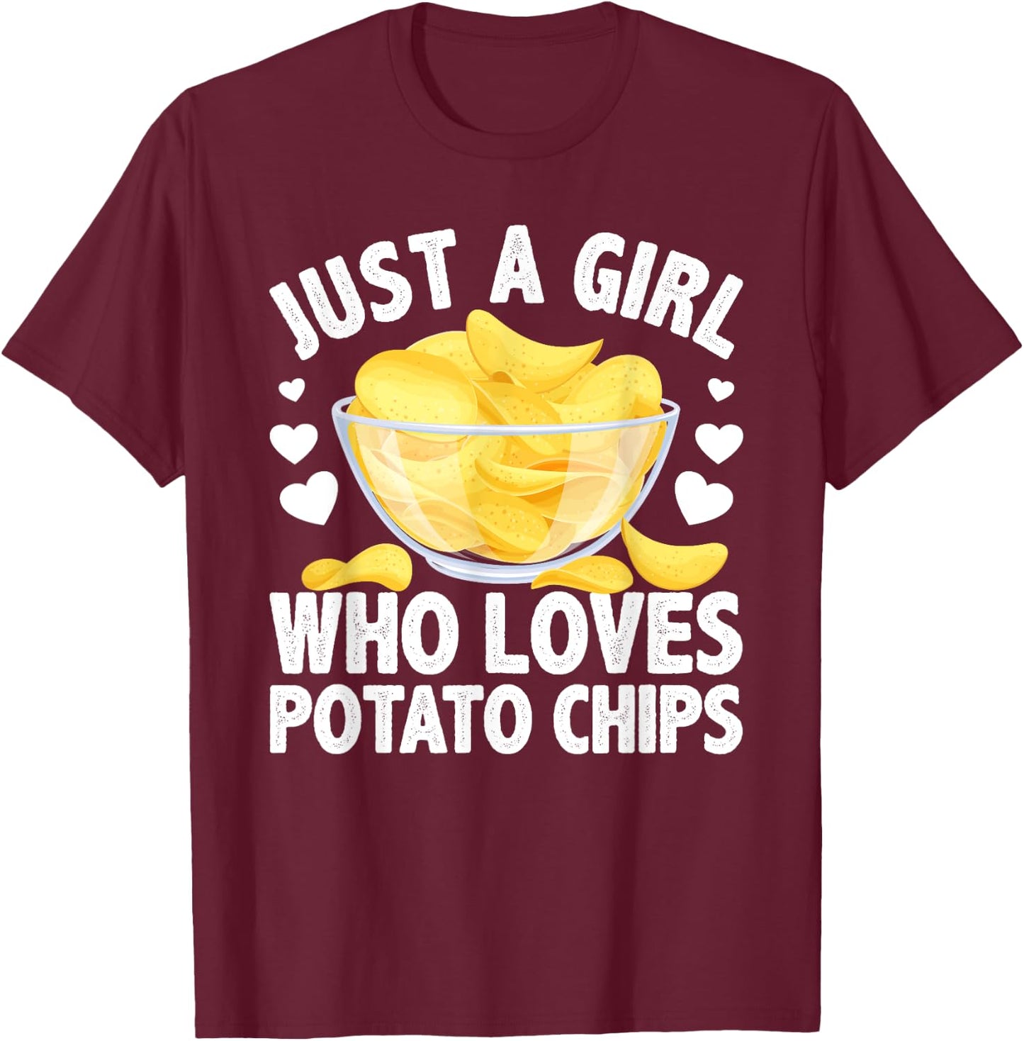 Cool Potato Chip Girls Kids Bag Chips Snack Food T-Shirt - T-Shirt | Maroon