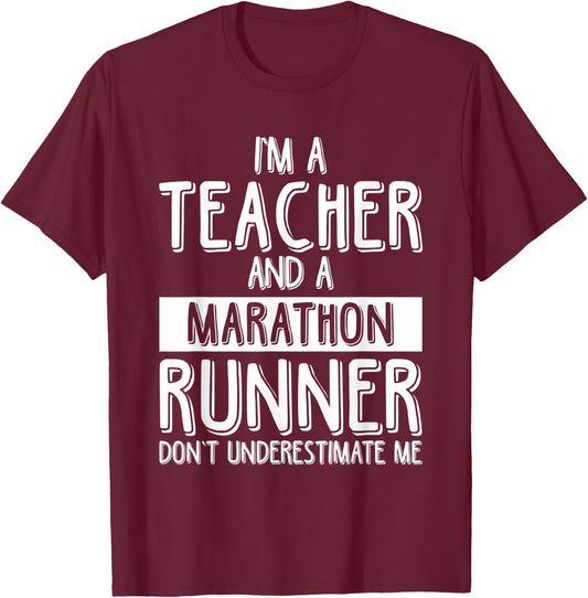 Running Teacher Marathon Funny Running Teacher Men Women T-Shirt - T-Shirt | Maroon