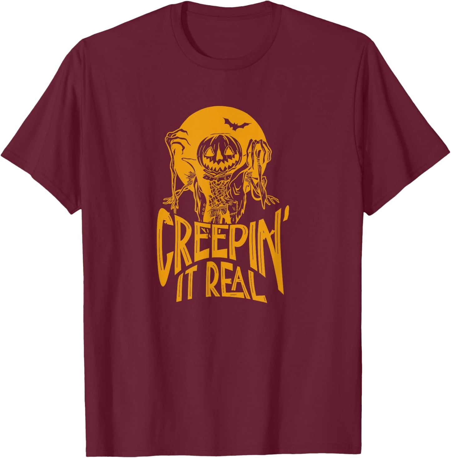 Halloween Horror Spooky Season Creepin It Real T-Shirt - T-Shirt | Maroon