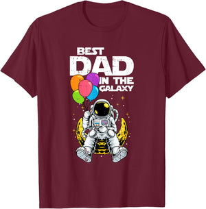 Best Dad In The Galaxy Fathers day Cool Astronaut Space Dad T-Shirt - T-Shirt | Maroon