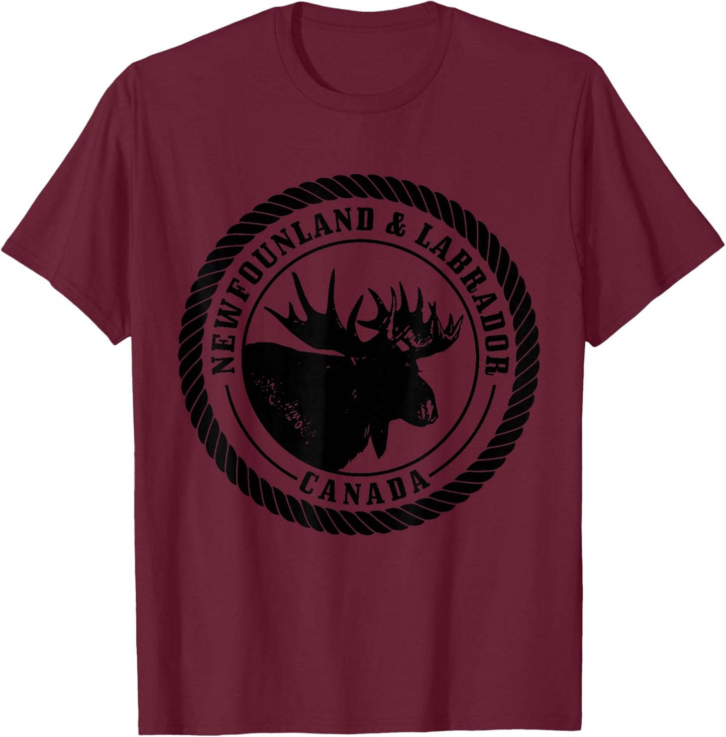 Newfoundland & Labrador Canada Moose Vintage Canadian T-Shirt - T-Shirt | Maroon