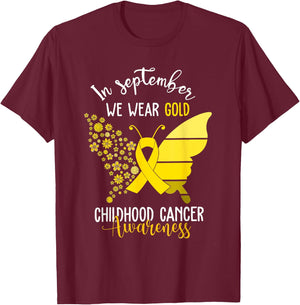 Childhood Cancer Awareness Shirts In September We Wear Gold T-Shirt - T-Shirt | Maroon