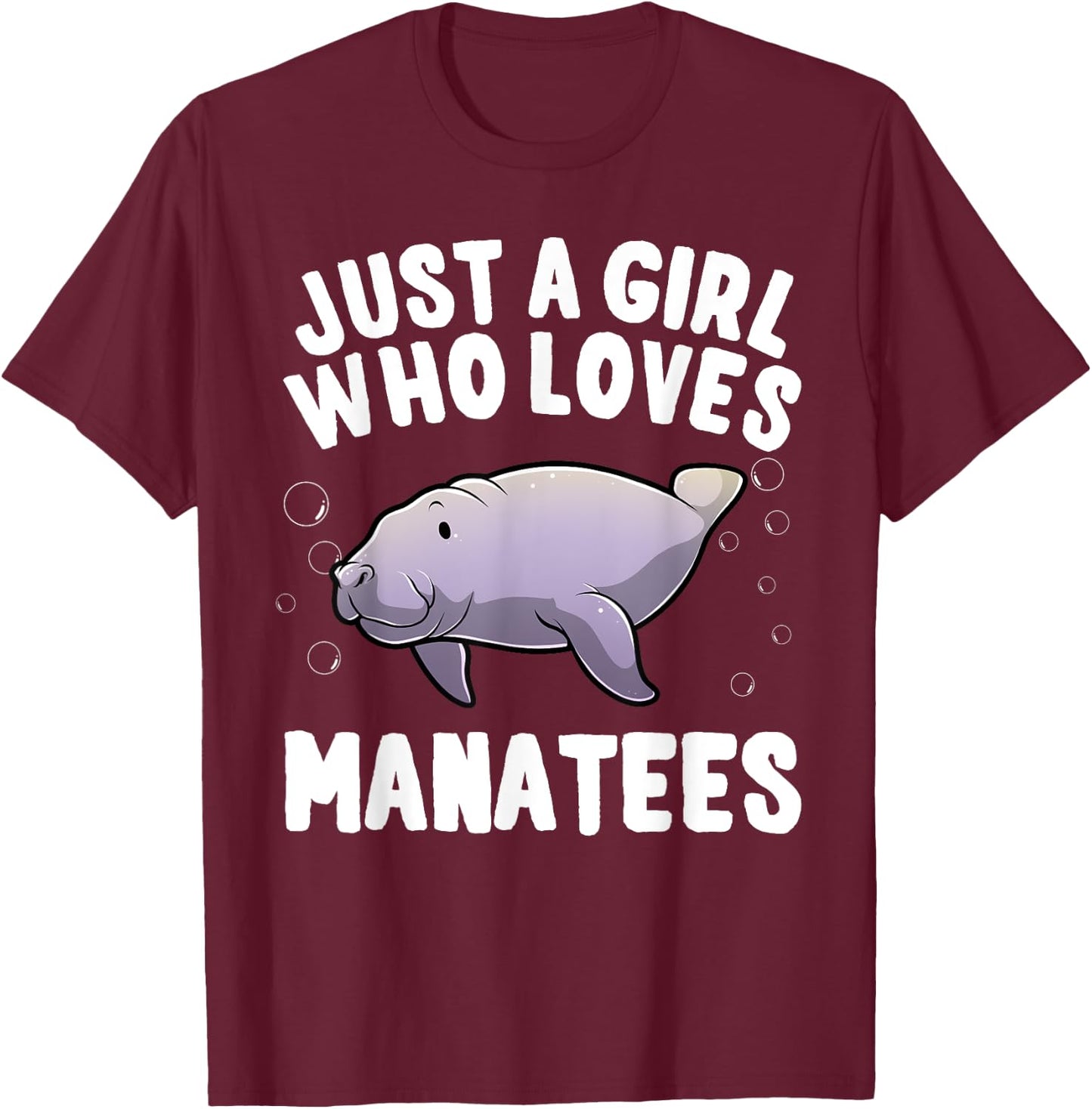 Funny Manatee Design For Girls Women Kids Sea Cow Lovers T-Shirt - T-Shirt | Maroon