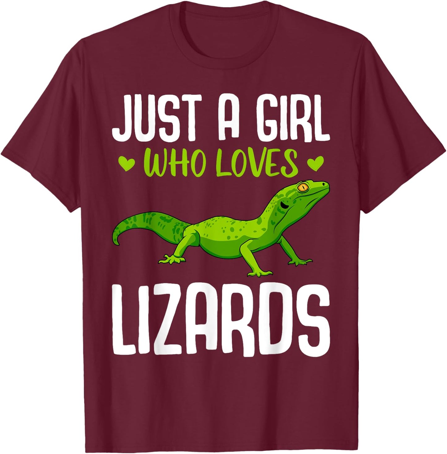 Funny Lizard Designs For Girls Kids Reptile Herpetologists T-Shirt - T-Shirt | Maroon