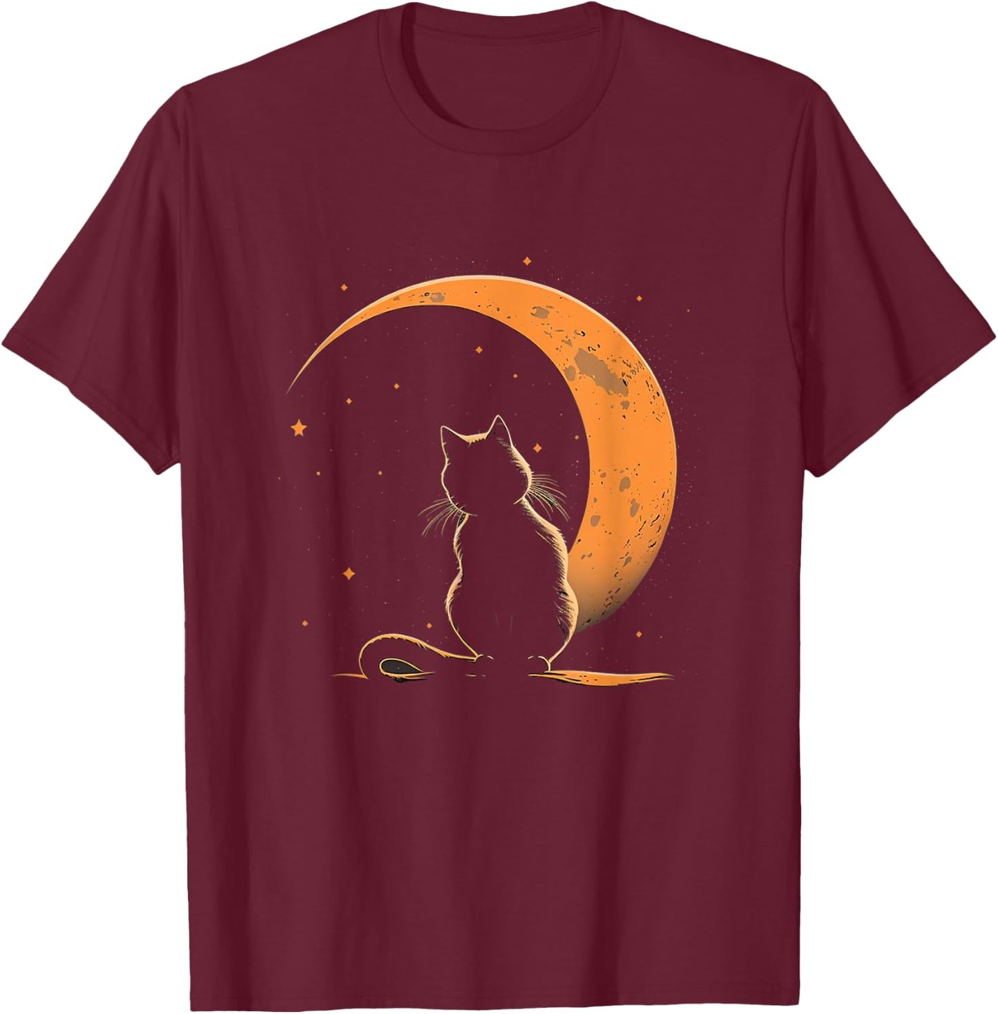 Cat Crescent Black Moon Sailor T-Shirt - T-Shirt | Maroon
