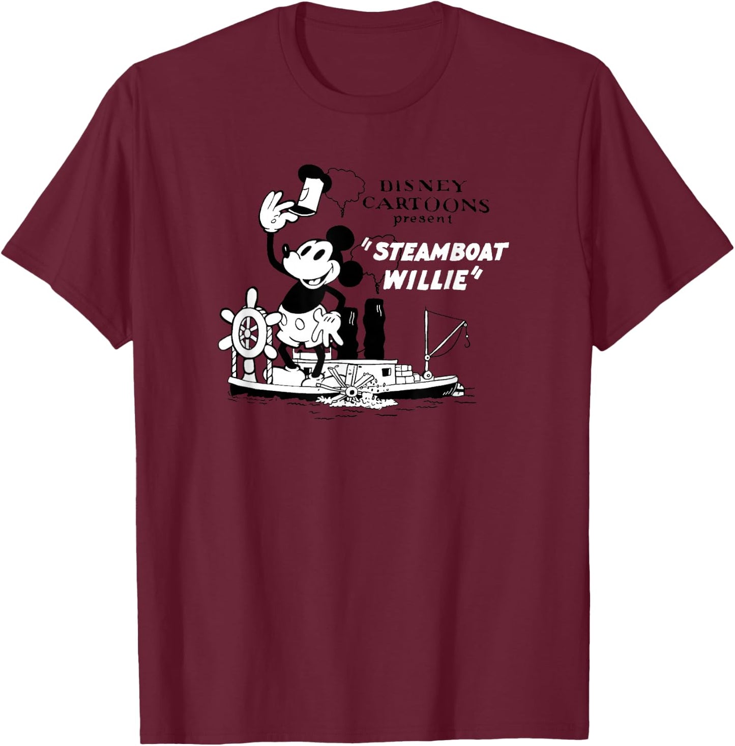 Disney Mickey and Friends Steamboat Willie Original Disney T-Shirt - T-Shirt | Maroon