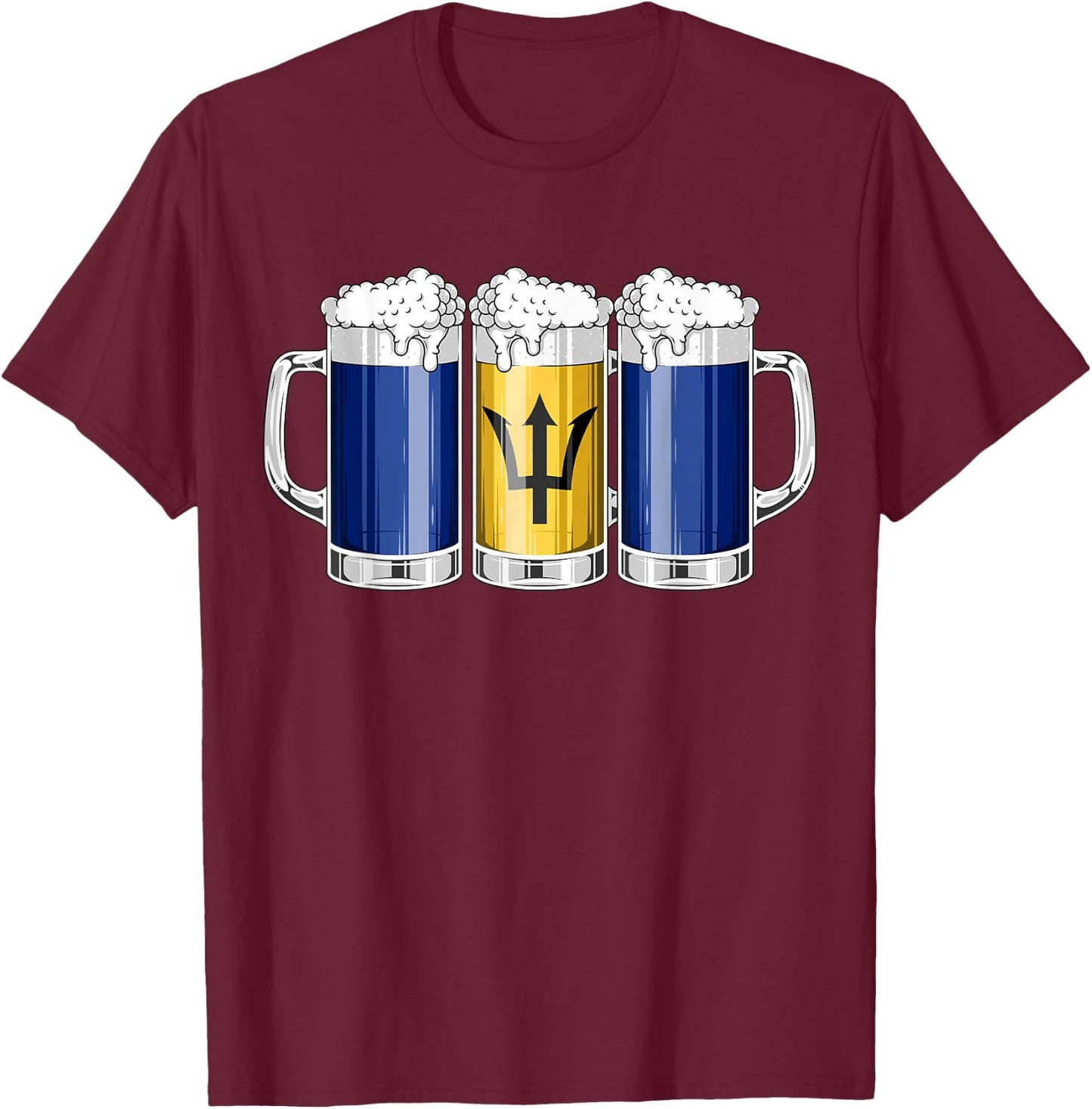 Beer Barbadian Shirt - Beer Barbados Flag Patriotic Men T-Shirt - T-Shirt | Maroon