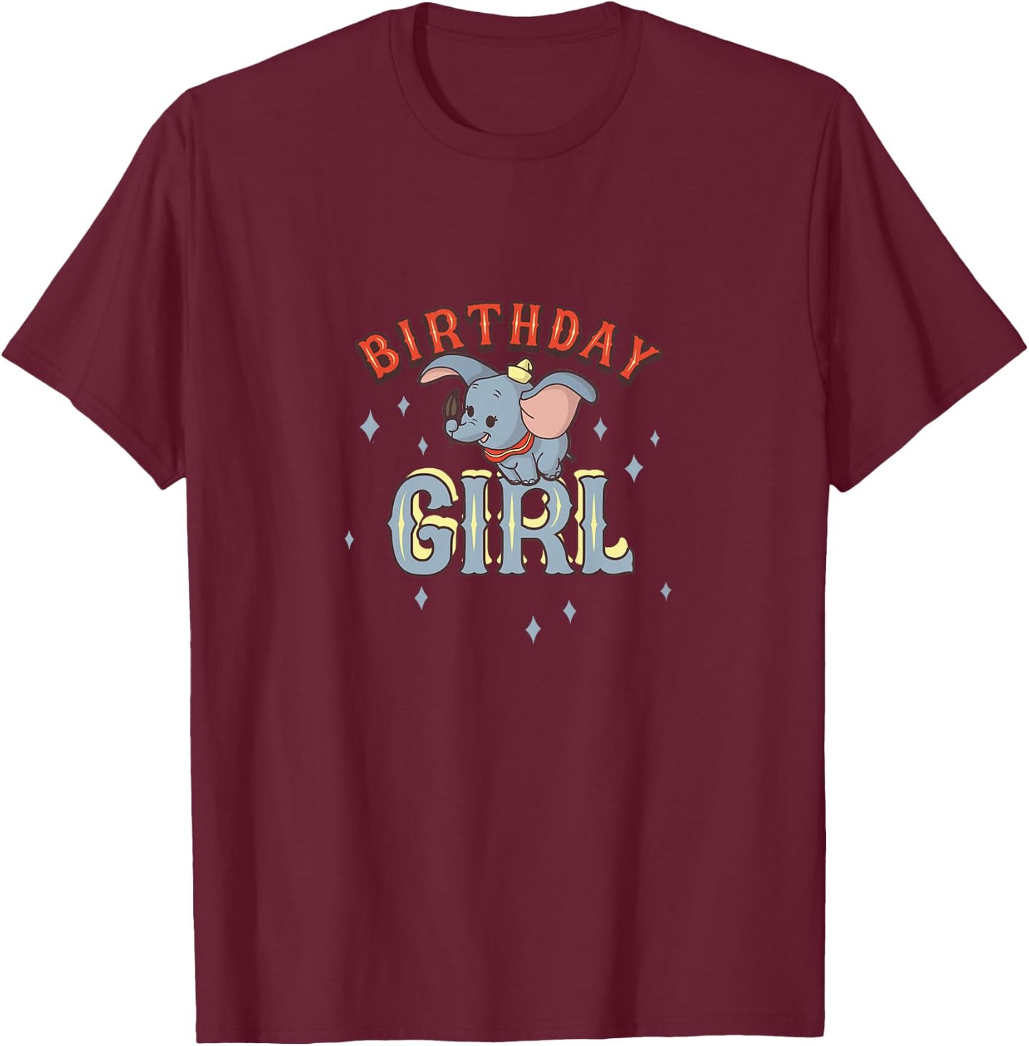 Kids Disney Dumbo Birthday Girl Cute Flying Portrait Youth T-Shirt - T-Shirt | Maroon