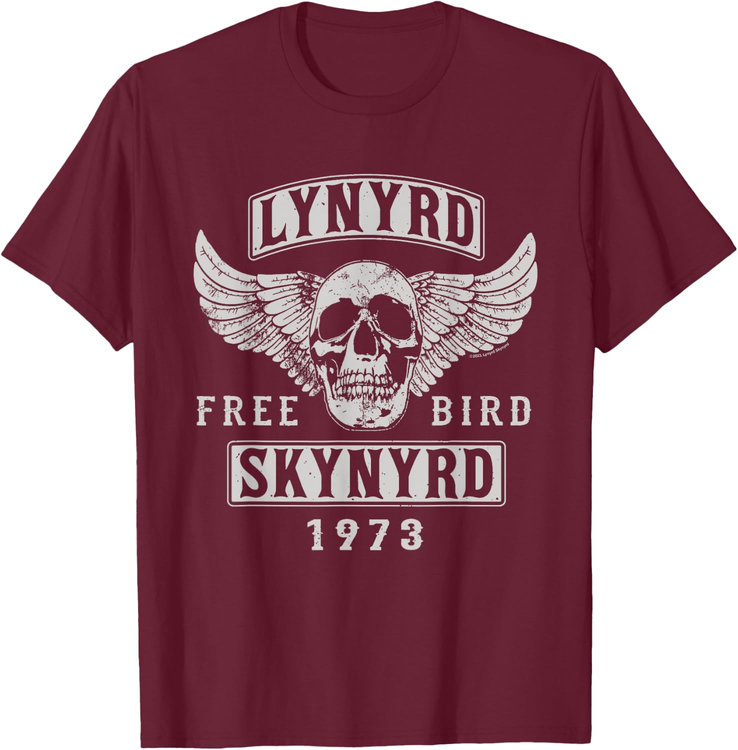 Lynyrd Skynyrd - Free Bird Skull 1973 T-Shirt - T-Shirt | Maroon