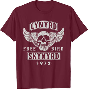 Lynyrd Skynyrd - Free Bird Skull 1973 T-Shirt - T-Shirt | Maroon