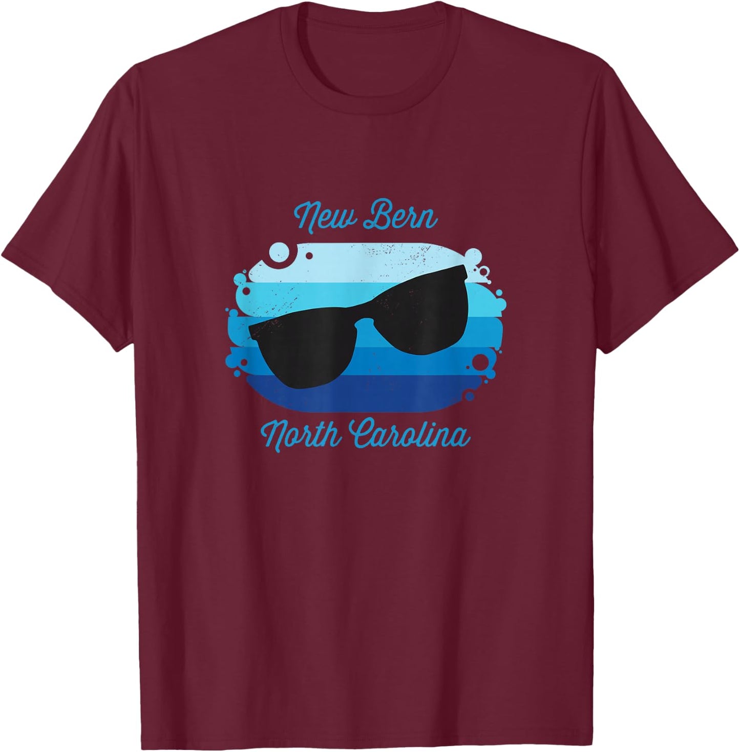 New Bern NC North Carolina Souvenir Nautical Surfer Graphic T-Shirt - T-Shirt | Maroon