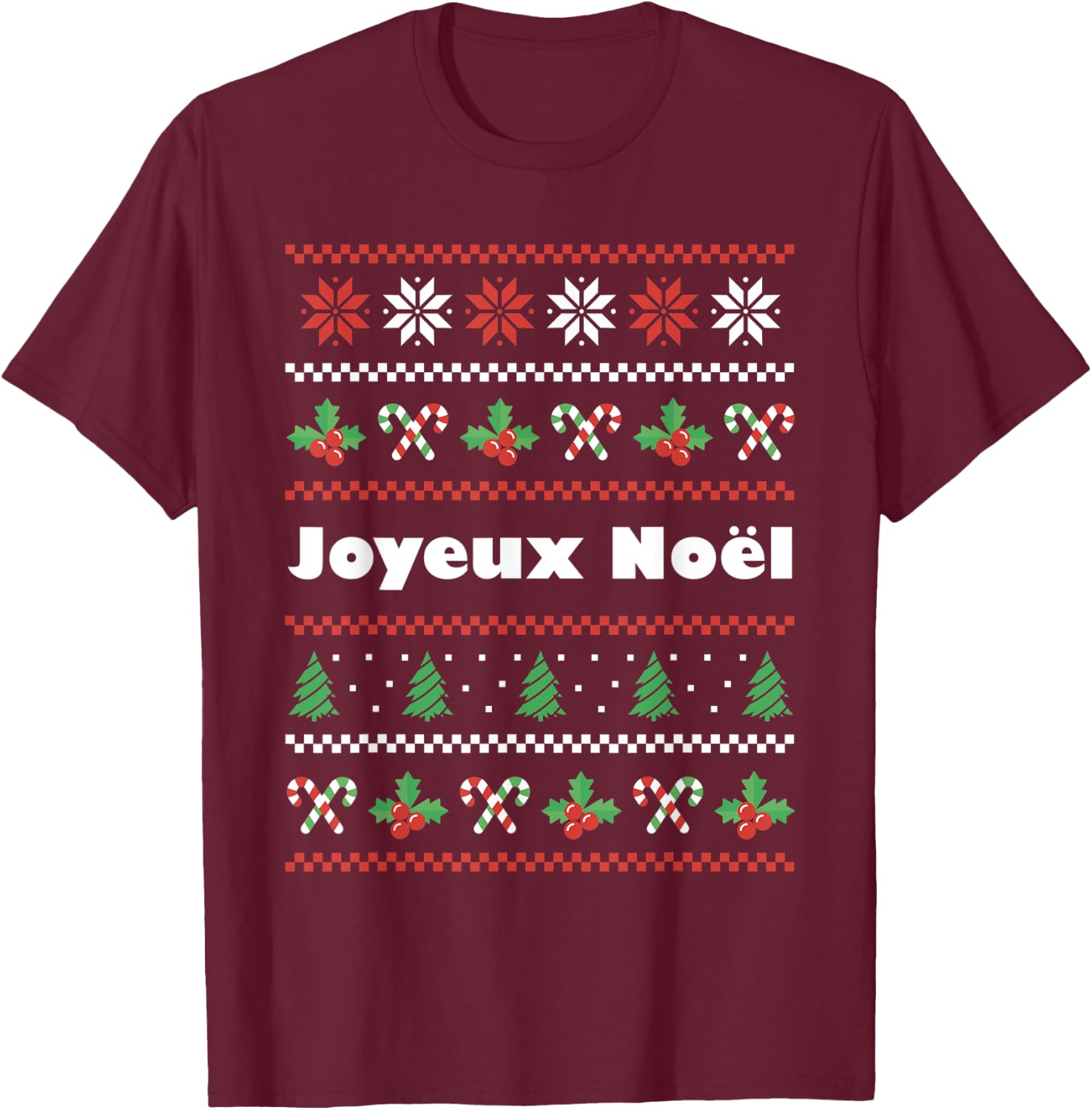 Joyeux Noel French Christmas T-Shirt - T-Shirt | Maroon