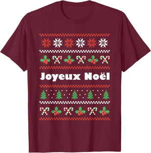 Joyeux Noel French Christmas T-Shirt - T-Shirt | Maroon
