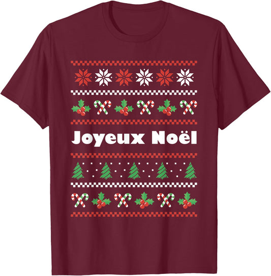 Joyeux Noel French Christmas T-Shirt - T-Shirt | Maroon