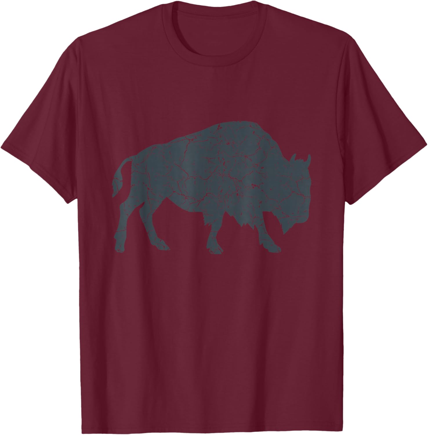 Vintage Buffalo I Distressed Bison T-Shirt - T-Shirt | Maroon