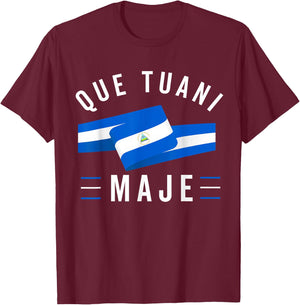 Nicaragua Flag Camiseta Nicaraguan Que Tuani Majer Slang T-Shirt - T-Shirt | Maroon