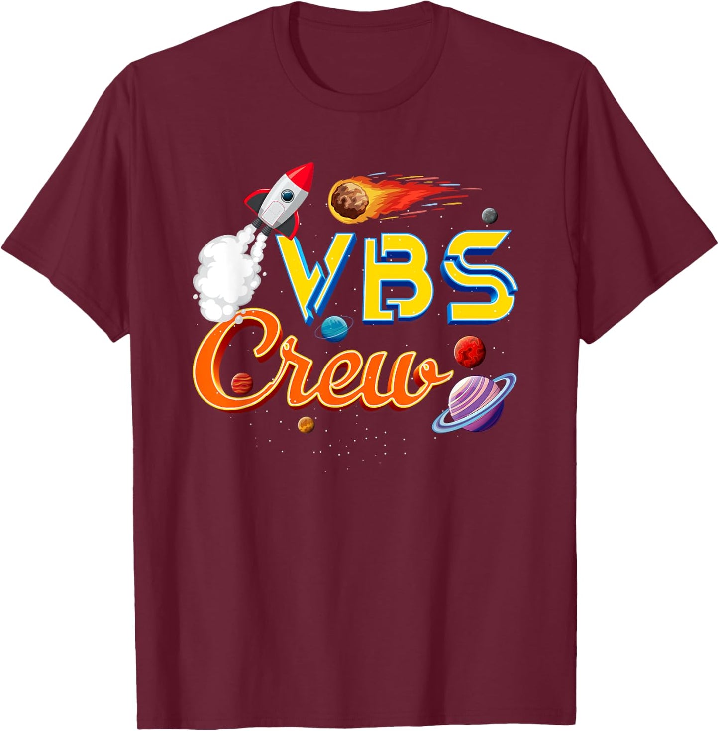 VBS Crew Back To School Space Astronaut Galaxy Jesus T-Shirt - T-Shirt | Maroon