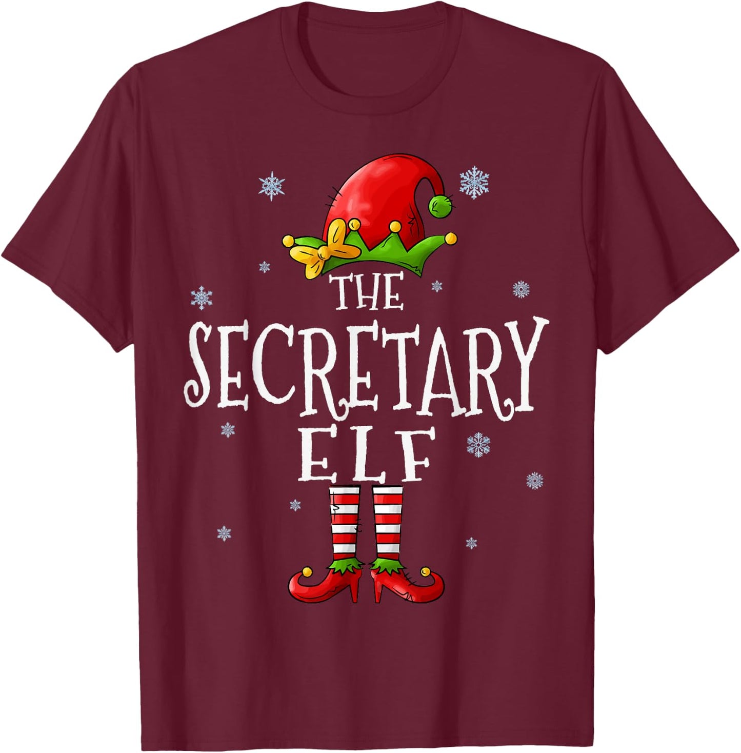 The Secretary Elf Squad Funny Xmas Groupe Matching Christmas T-Shirt - T-Shirt | Maroon